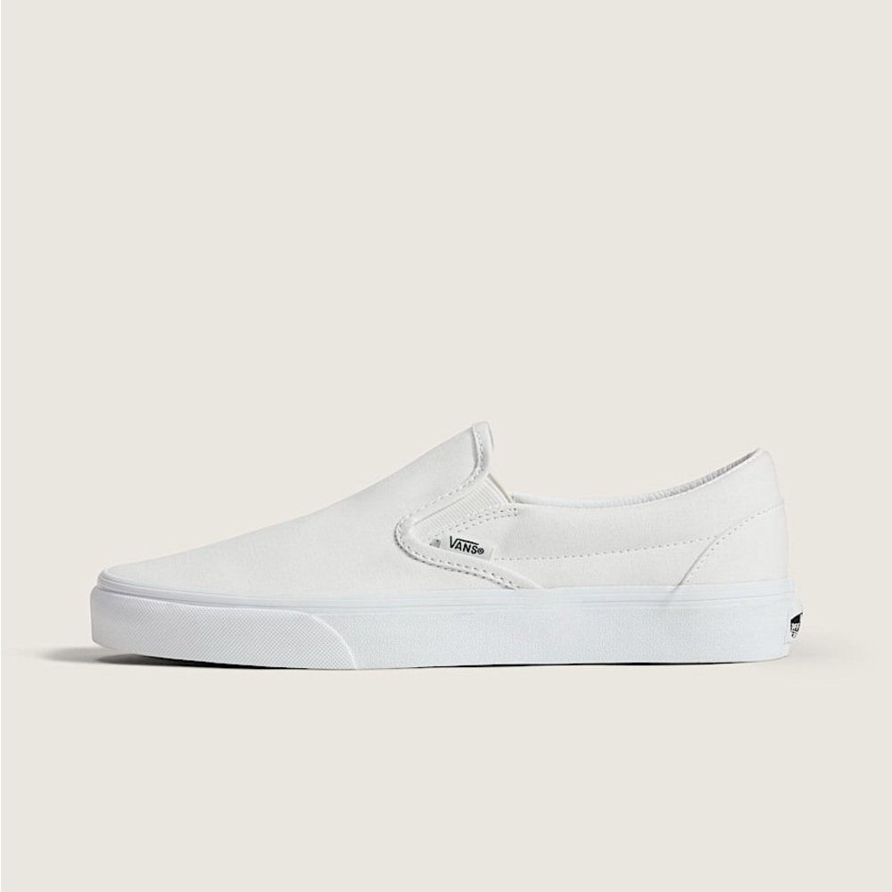 Vans Men's Classic White Slip-On Sneakers. Size 6